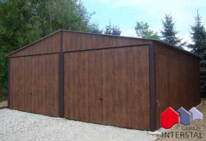 Garaż dwustanowiskowy 6x5 z blachy imitującej drewno orzech