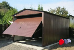 Garaż blaszany RAL z bramą podnoszoną dwuspadowy 3x5