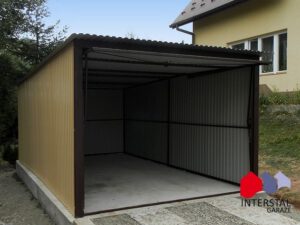 garaż blaszany dwukolorowy