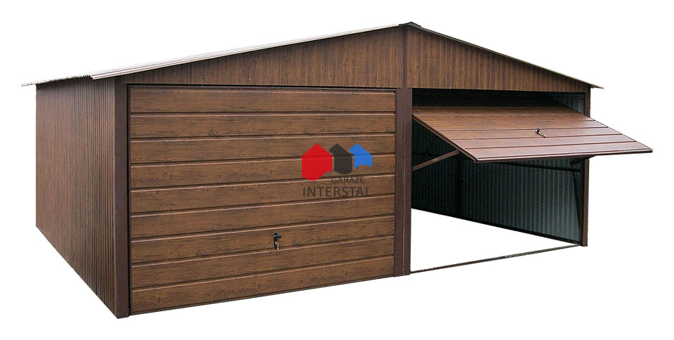 garaż blaszany dwustanowiskowy drewnopodobny